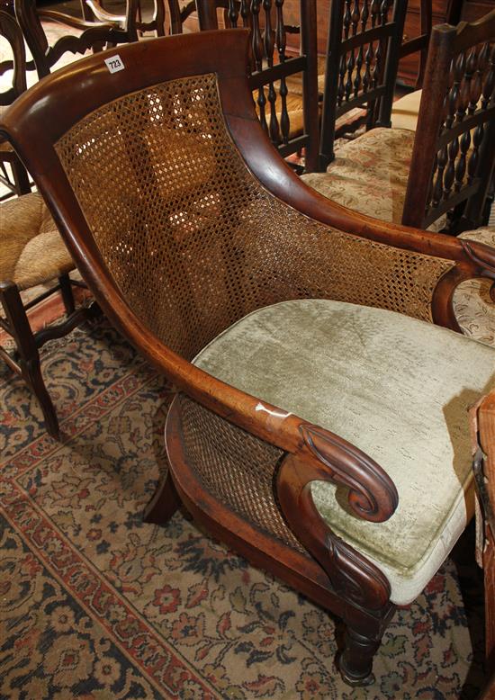 Regency mahogany bergere chair(-)